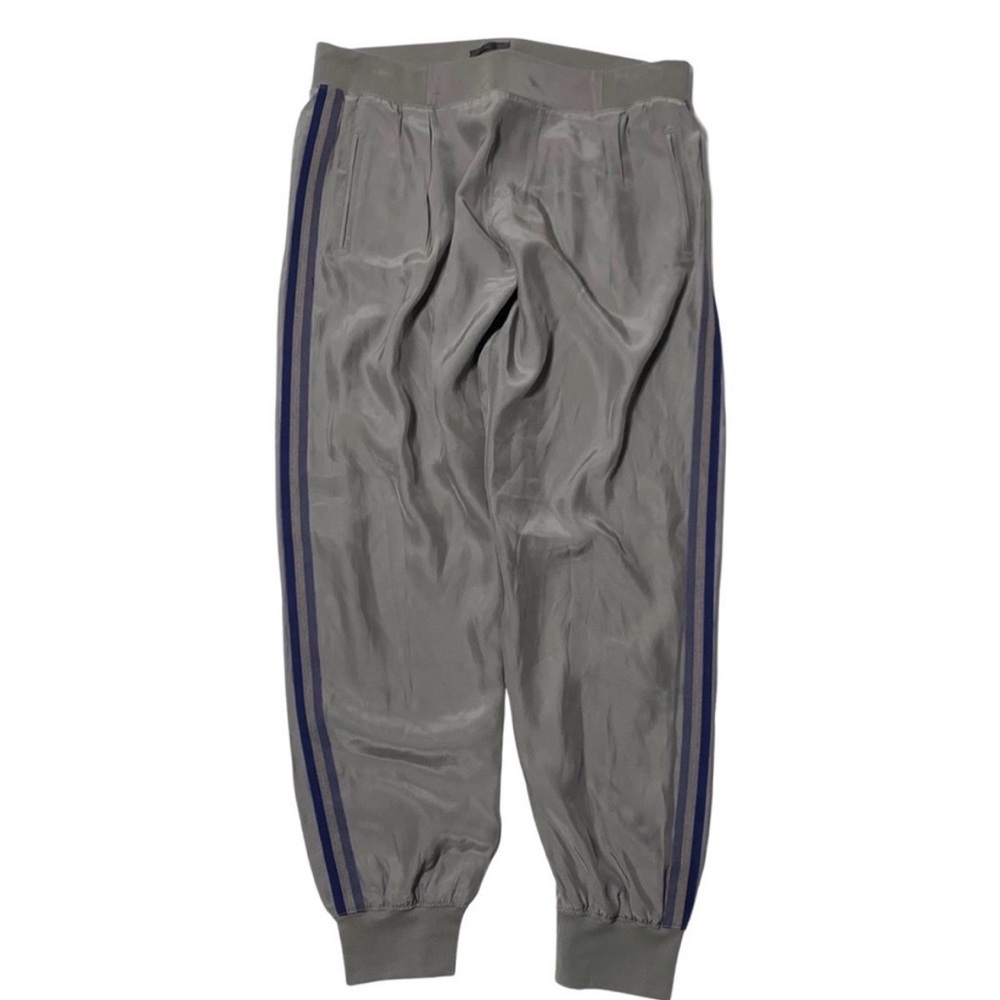 ATM Gray silk Track Pants with Blue Stripes